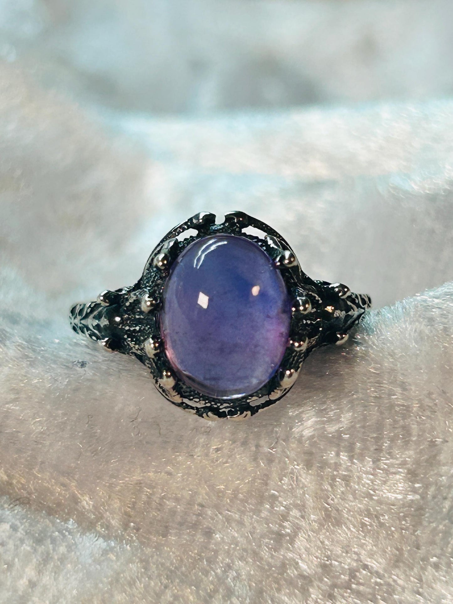 Medusa Ring with Oval Amethyst in 925 Sterling Silver – Gothic Serpent Mythology Jewellery Celtic Dragon Jewellery