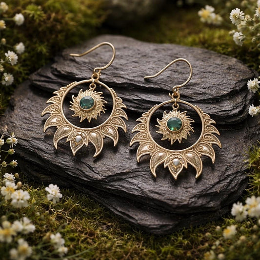 Blue Topaz Earrings: 925 Silver Sun Dangle Gemstone Jewellery Celtic Dragon Jewellery