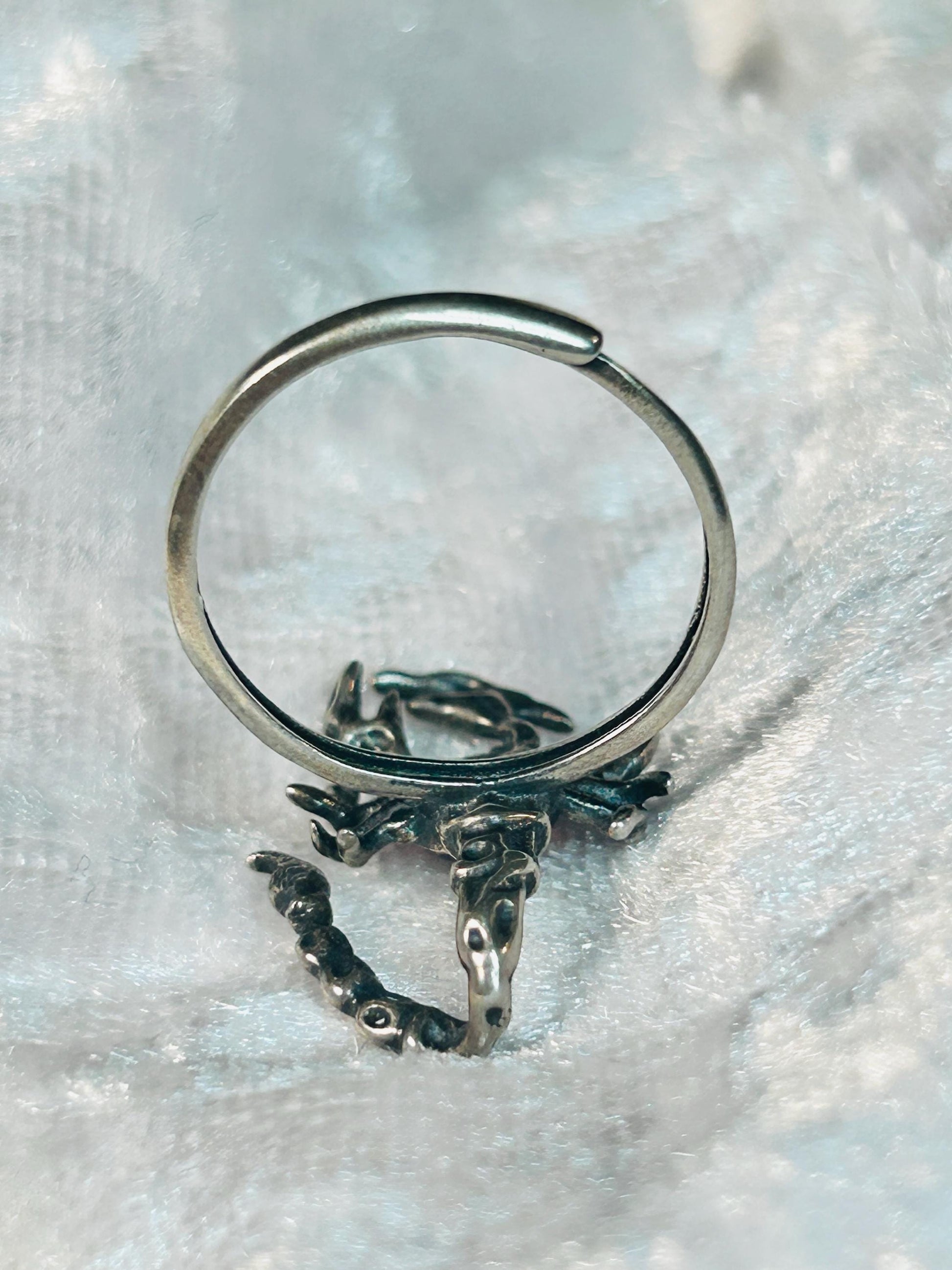 Scorpion Ring with Red Garnet in 925 Sterling Silver - Adjustable Goth Statement Jewellery Celtic Dragon Jewellery