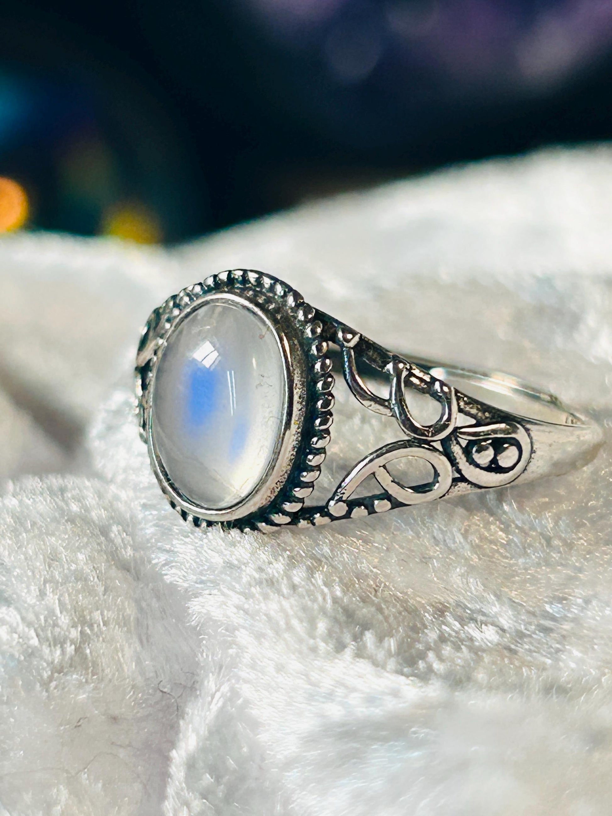 Moonstone Ring in 925 Sterling Silver with Celtic Style & Adjustable Band Celtic Dragon Jewellery