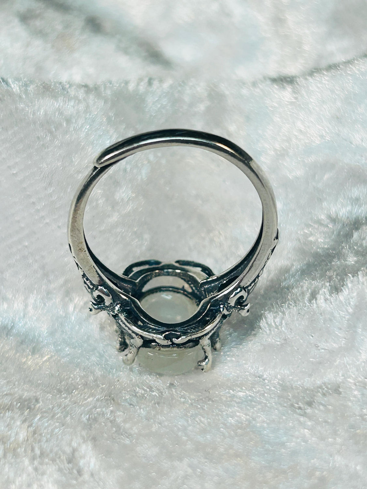 Medusa Ring with Oval Moonstone in Oxidised Sterling Silver, Gothic Mythology Jewellery Celtic Dragon Jewellery