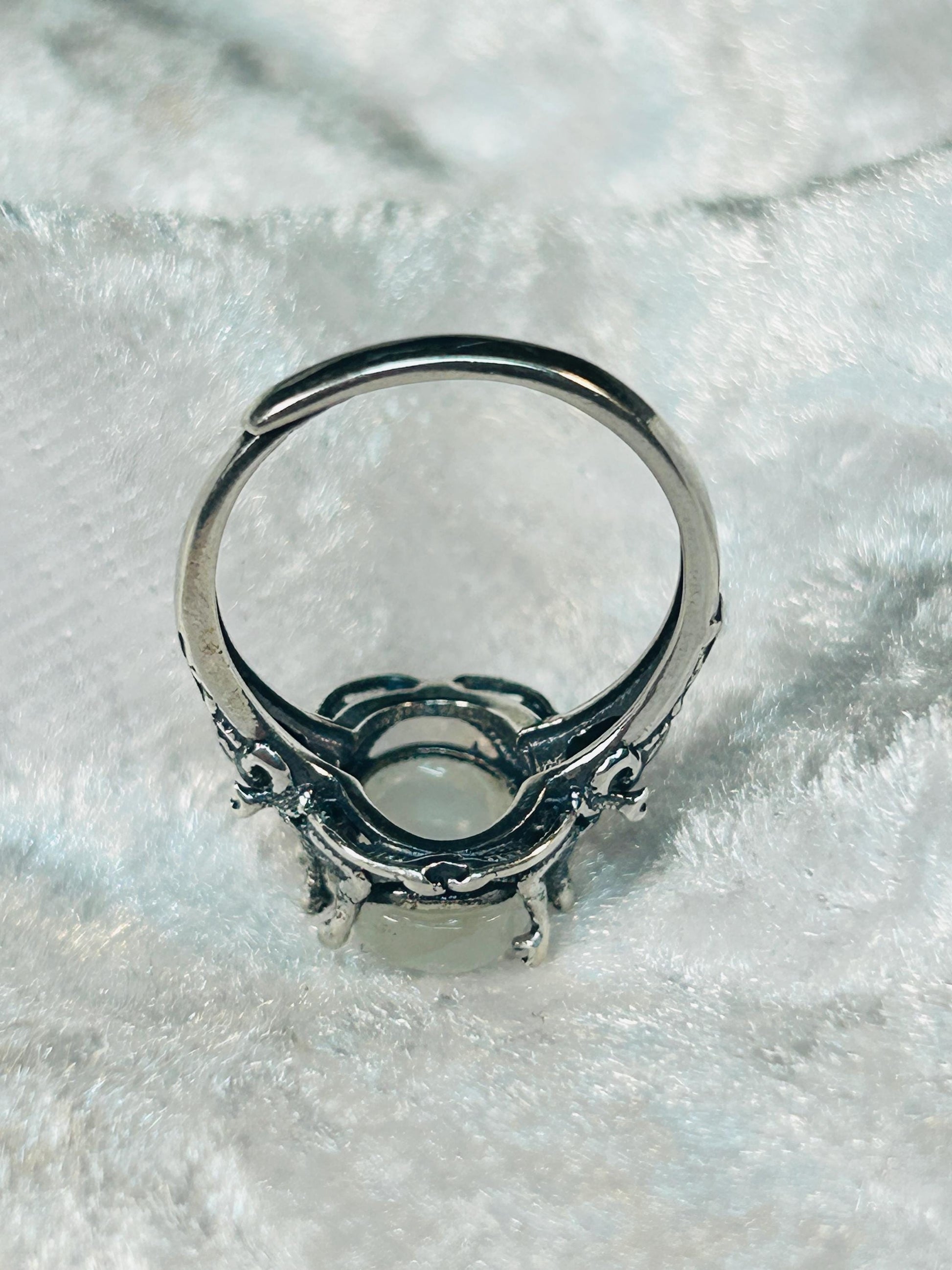Medusa Ring with Oval Moonstone in Oxidised Sterling Silver, Gothic Mythology Jewellery Celtic Dragon Jewellery