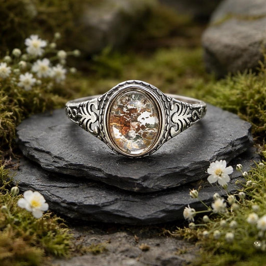 Garden Quartz Ring in 925 Sterling Silver - Adjustable Band Celtic Dragon Jewellery