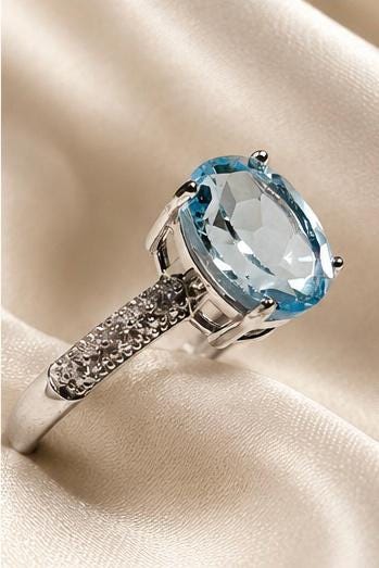 Blue Topaz Ring in 925 Sterling Silver with Adjustable Band Celtic Dragon Jewellery