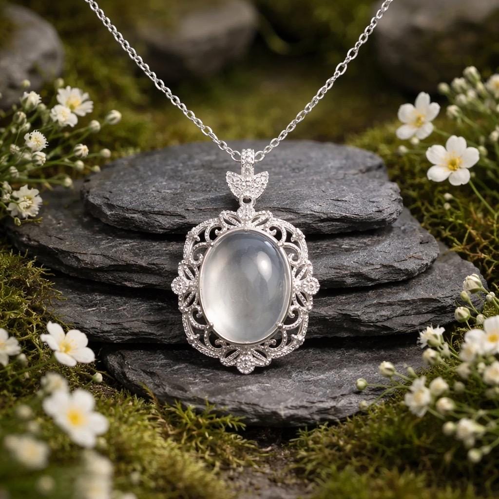Oval Star Rose Quartz Pendant in 925 Sterling Silver with CZ Accents Celtic Dragon Jewellery