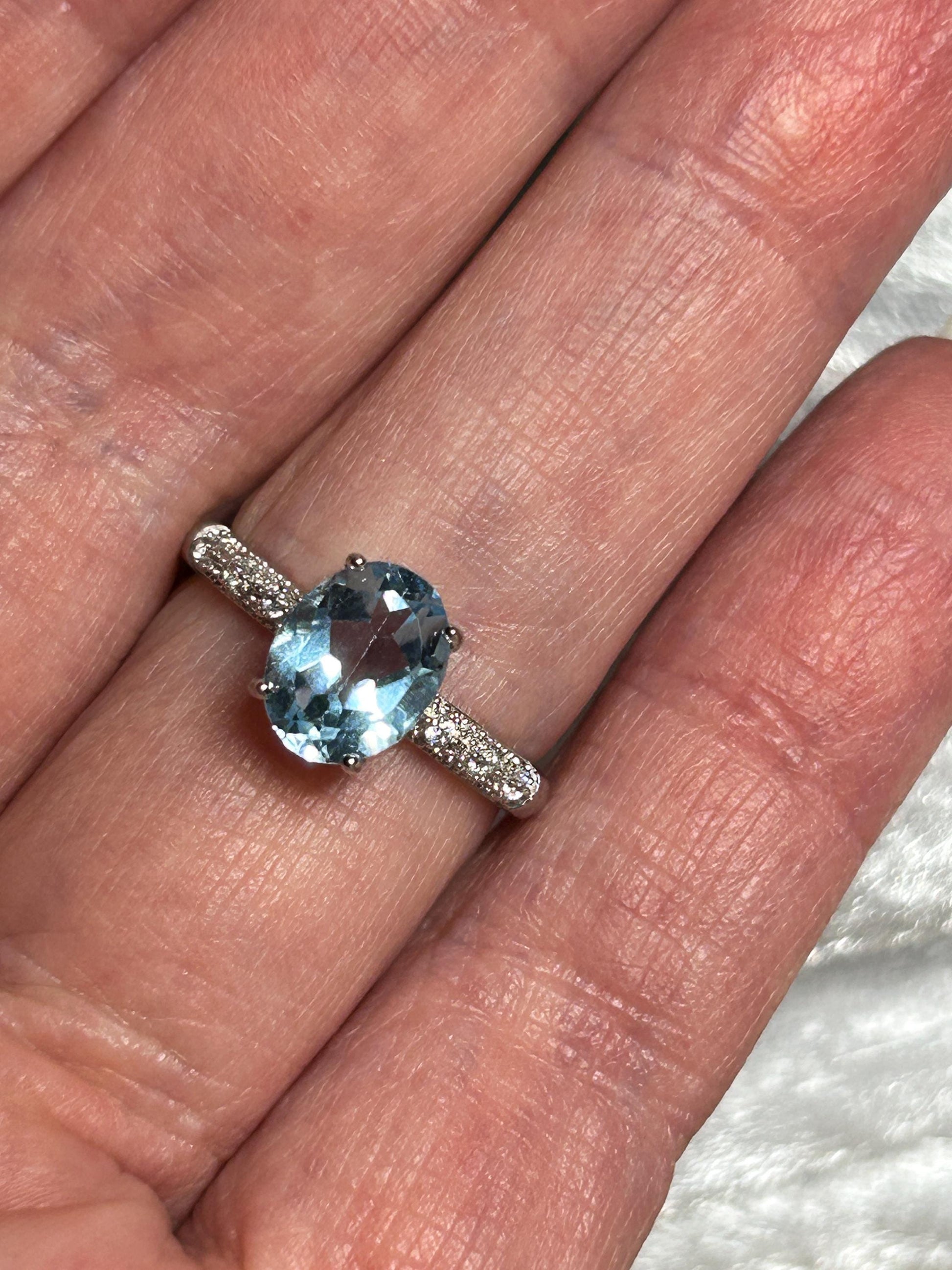 Blue Topaz Ring in 925 Sterling Silver with Adjustable Band Celtic Dragon Jewellery