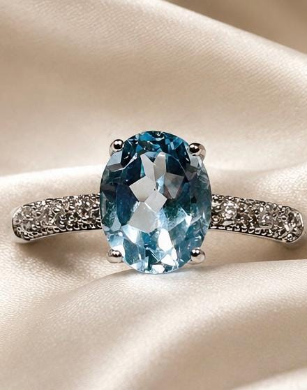 Blue Topaz Ring in 925 Sterling Silver with Adjustable Band Celtic Dragon Jewellery