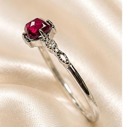 Pink Garnet Solitaire Ring in 925 Sterling Silver - Adjustable Dainty Beaded Goth Jewellery Celtic Dragon Jewellery