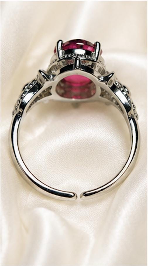 Pink Topaz Ring in 925 Sterling Silver - Adjustable Gothic Jewellery - Ornate Thorn Design Celtic Dragon Jewellery