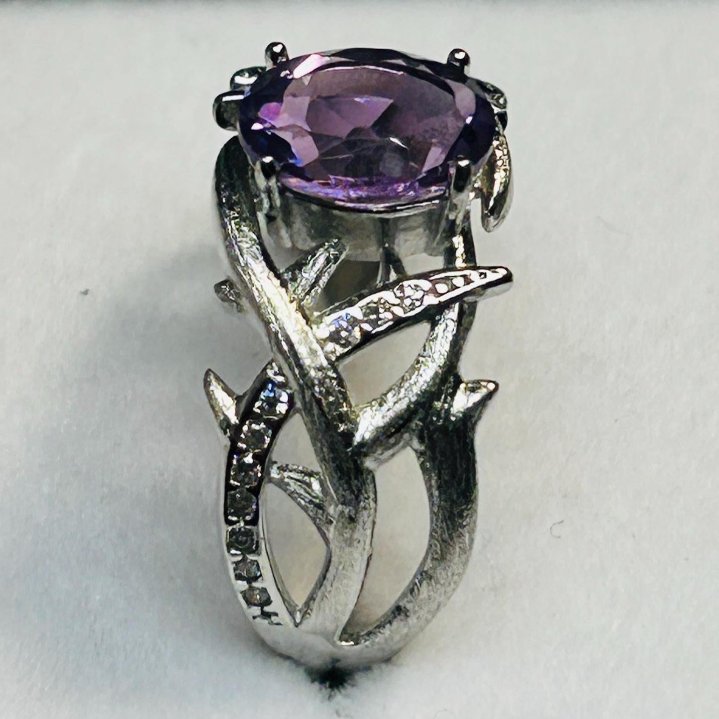 Amethyst Ring in 925 Sterling Silver Bramble Setting - Gothic Statement Jewellery Celtic Dragon Jewellery