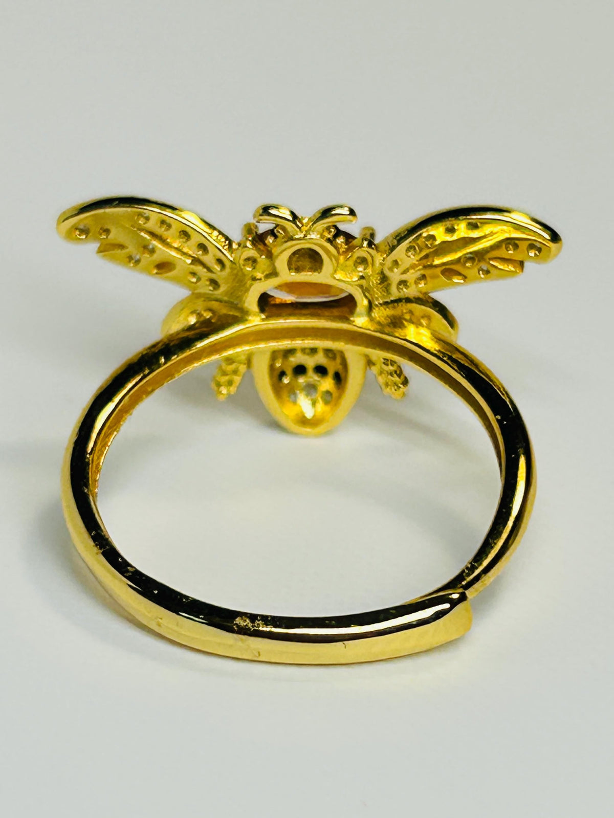 Citrine Honey Bee Ring - Gold Plated 925 Sterling Silver - CZ Bee Jewellery Celtic Dragon Jewellery