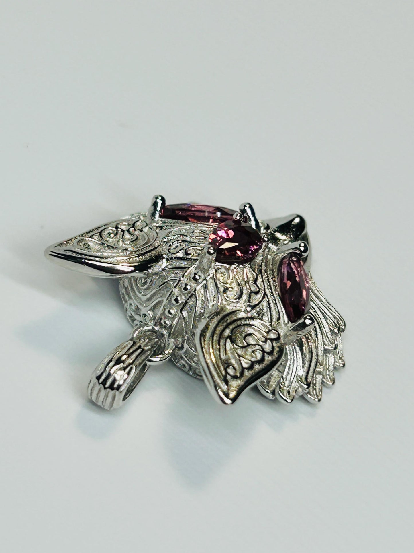 Fox Pendant with Pink Garnet - 925 Sterling Silver - Adjustable Woodland Jewellery Celtic Dragon Jewellery