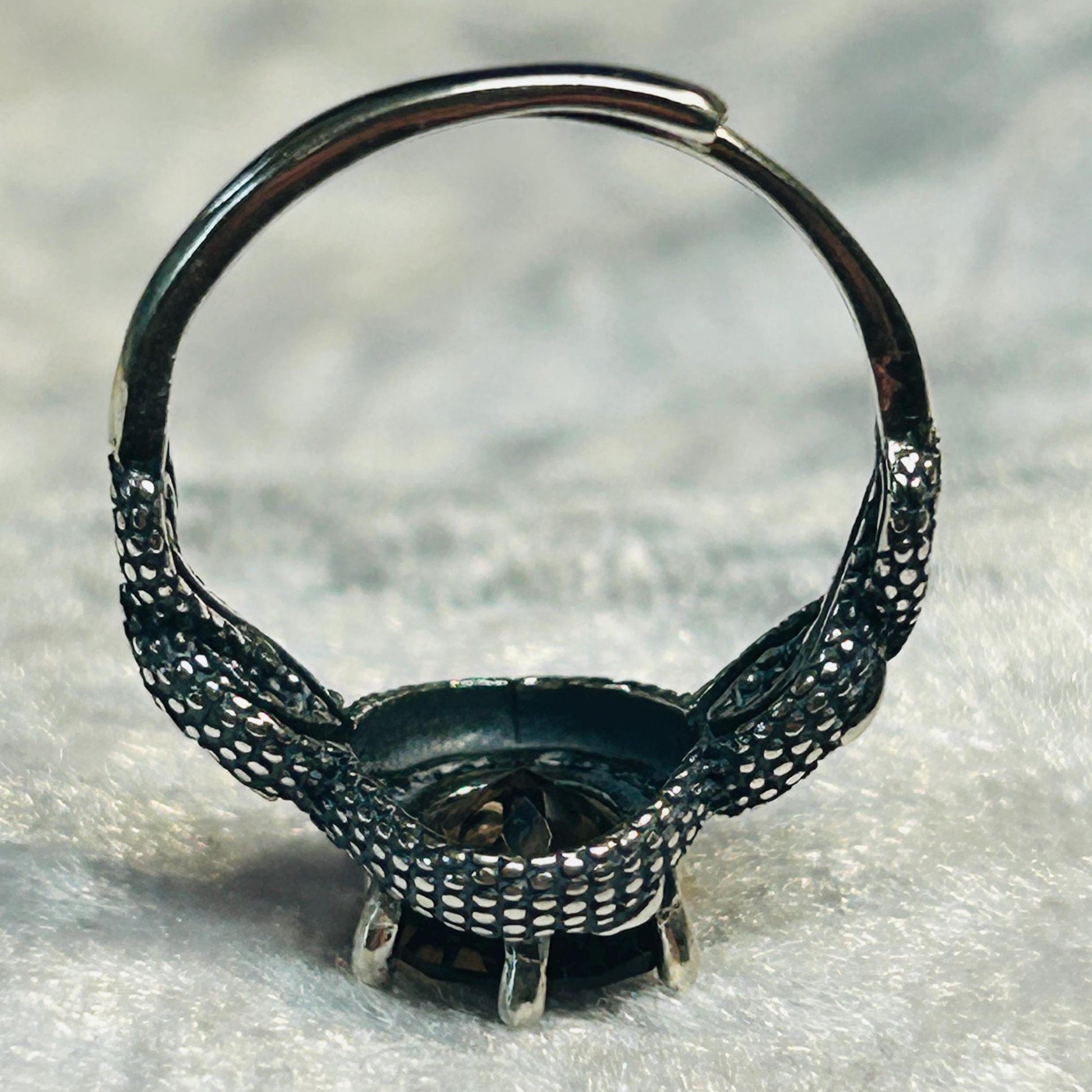 Snake Ring with Checkerboard Faceted Smoky Quartz in 925 Sterling Silver - Gothic Serpent Jewellery Celtic Dragon Jewellery