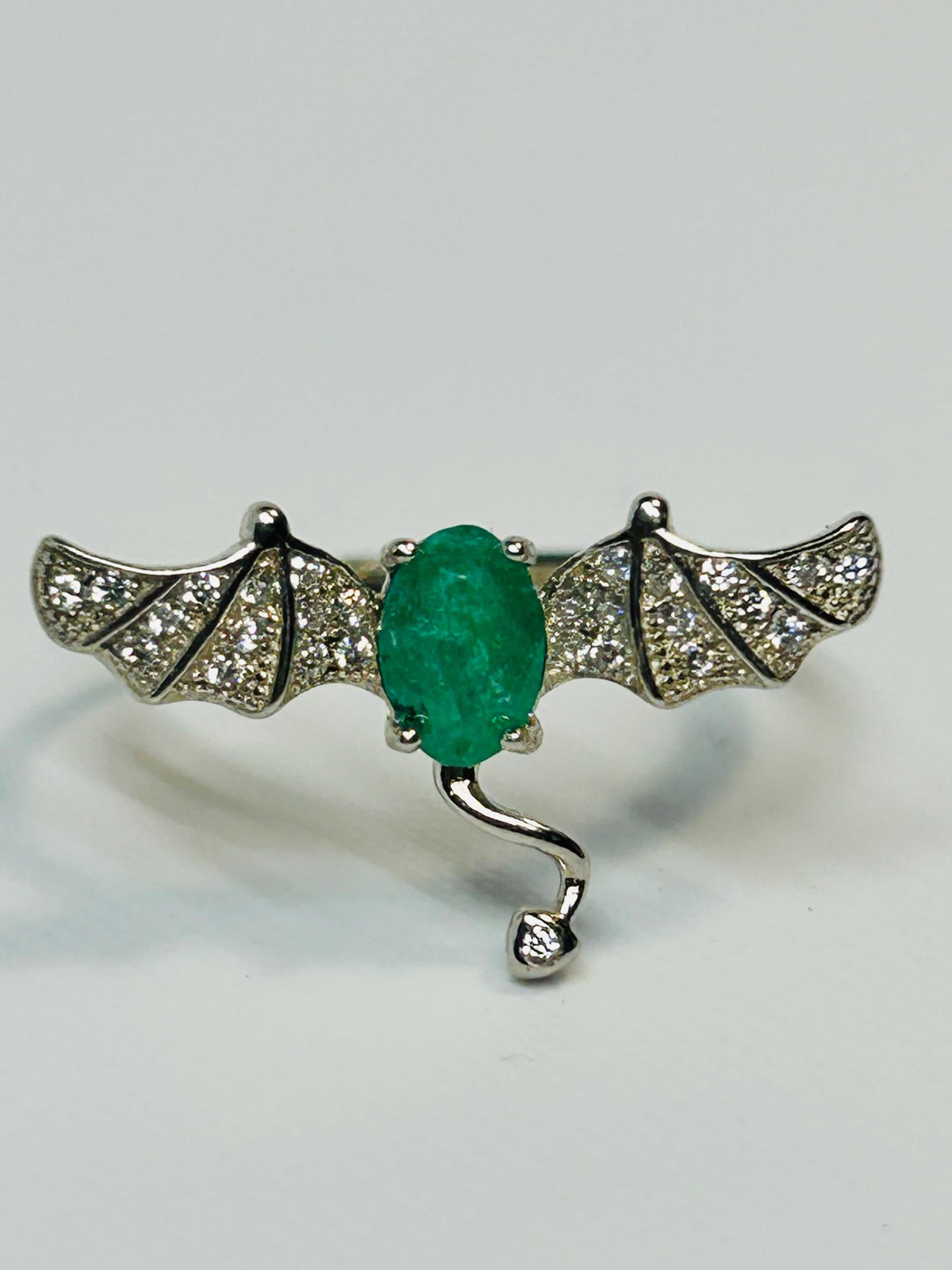 Emerald Dragon Ring, Adjustable 925 Sterling Silver Gothic Wing Jewellery Celtic Dragon Jewellery