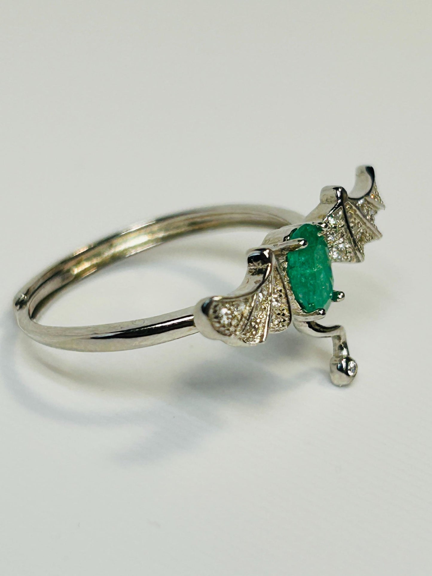 Emerald Dragon Ring, Adjustable 925 Sterling Silver Gothic Wing Jewellery Celtic Dragon Jewellery