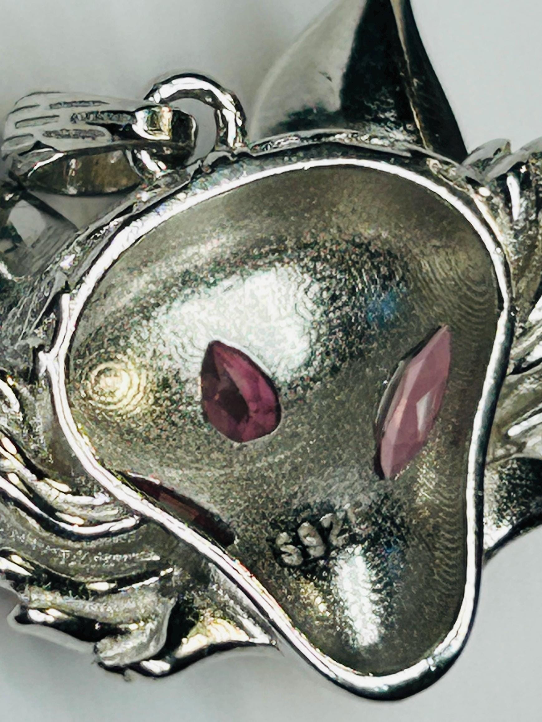 Fox Pendant with Pink Garnet - 925 Sterling Silver - Adjustable Woodland Jewellery Celtic Dragon Jewellery