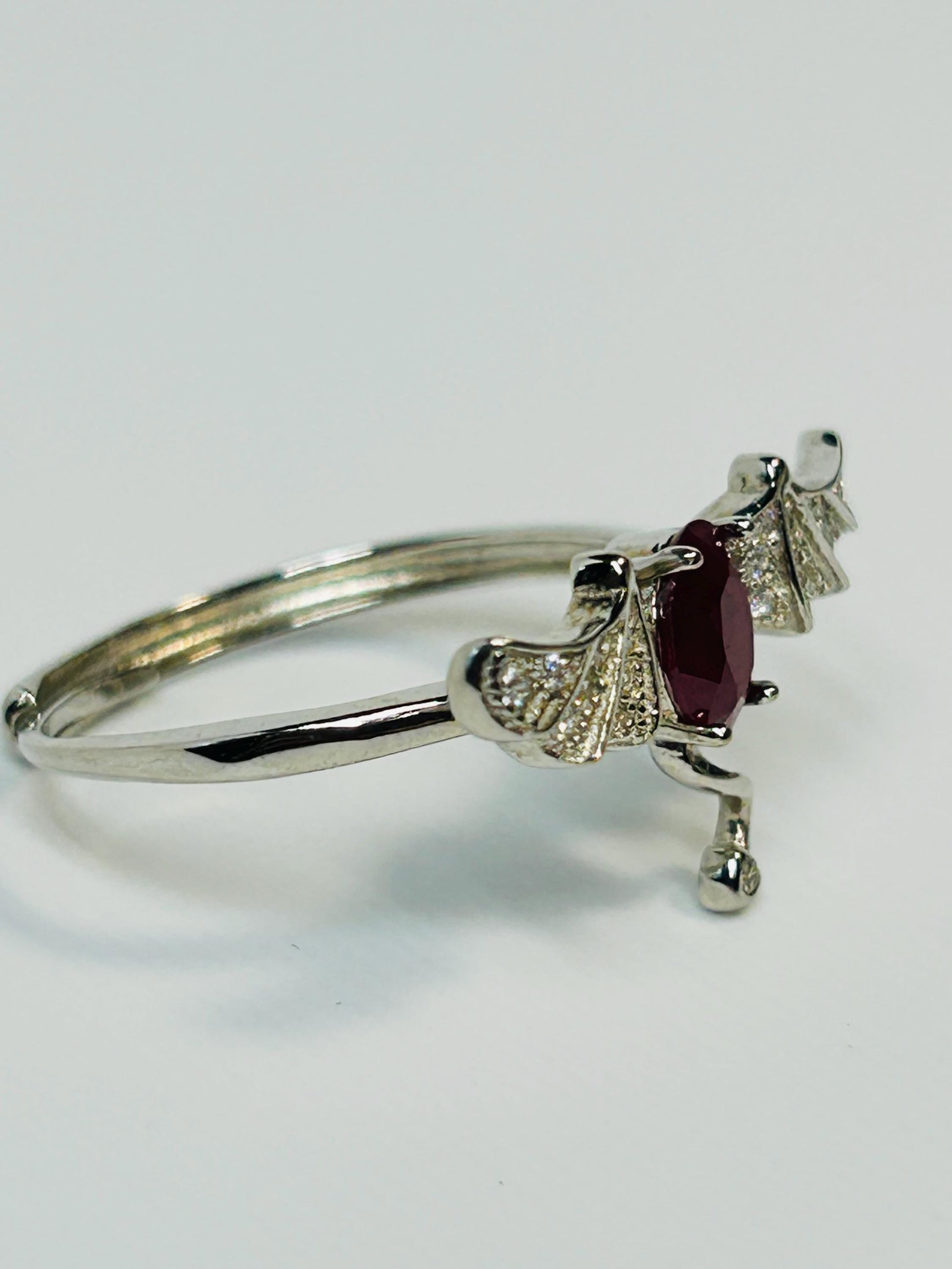 Sterling Silver Dragon Wing Ring with Natural Ruby, Gothic Alternative Engagement Ring Celtic Dragon Jewellery