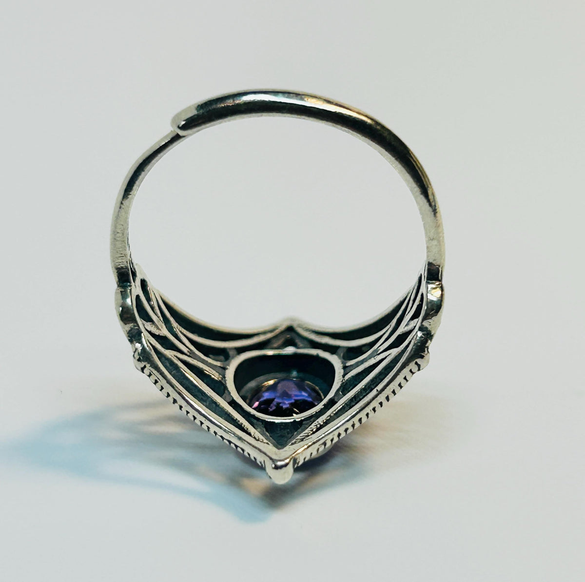 Gothic Amethyst Ring: 925 Sterling Silver, Witchy Statement Jewellery Celtic Dragon Jewellery