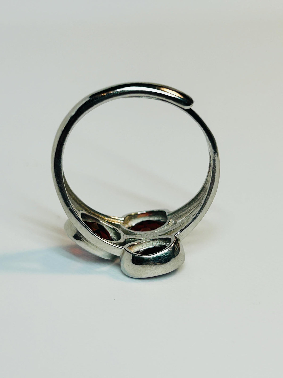 Garnet Three Stone Ring, 925 Sterling Silver Adjustable Crossover Jewellery Celtic Dragon Jewellery