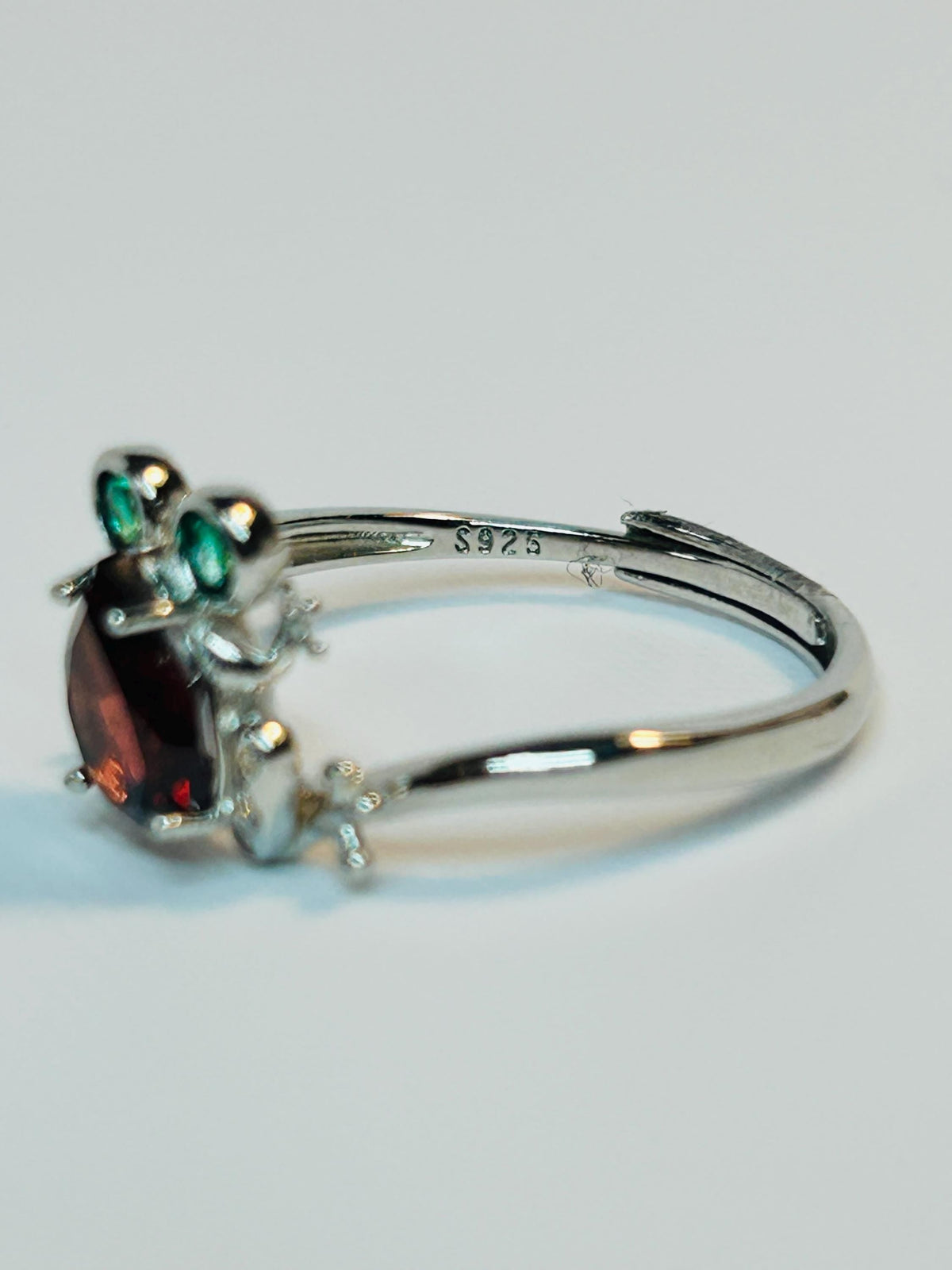 Frog Ring: 925 Sterling Silver, Amethyst or Garnet Gemstone, Green CZ Eyes, Adjustable Jewellery Celtic Dragon Jewellery