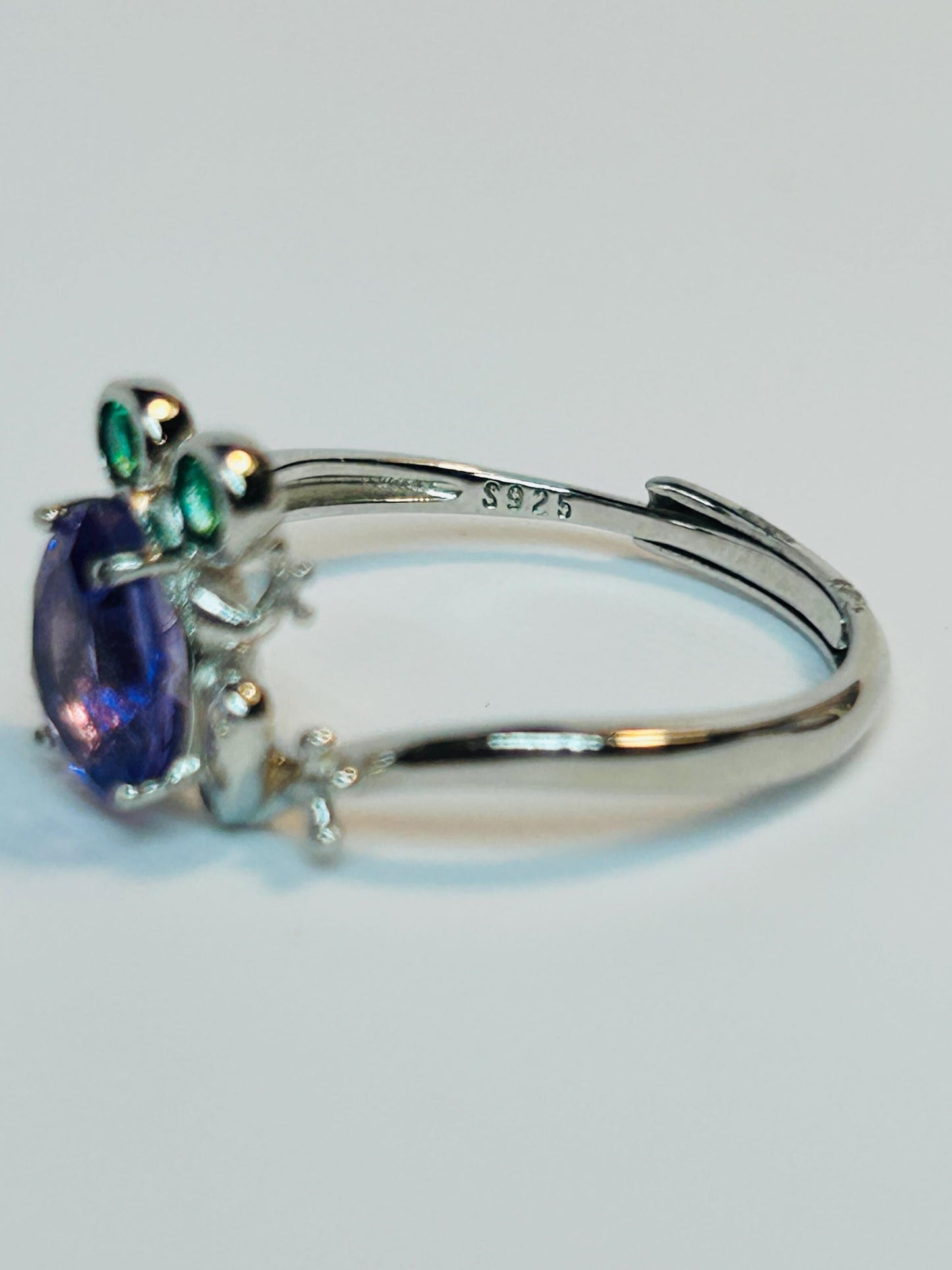 Frog Ring: 925 Sterling Silver, Amethyst or Garnet Gemstone, Green CZ Eyes, Adjustable Jewellery Celtic Dragon Jewellery