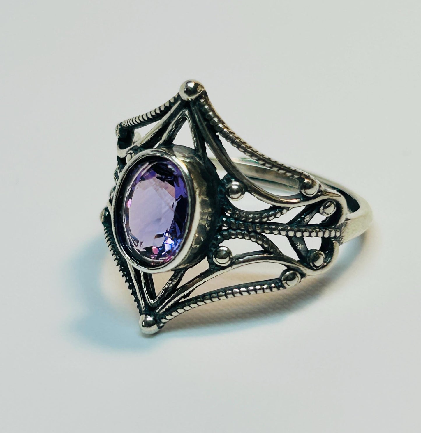 Gothic Amethyst Ring: 925 Sterling Silver, Witchy Statement Jewellery Celtic Dragon Jewellery