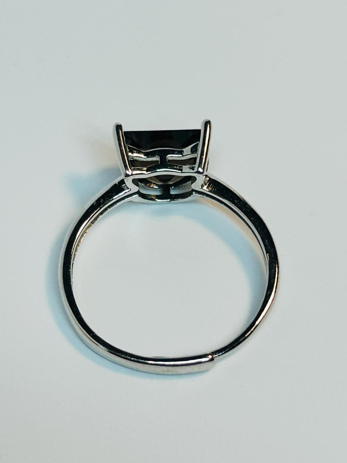 Smoky Quartz Cat Ring – Sterling Silver Adjustable Band, Gothic Mystical Design Celtic Dragon Jewellery
