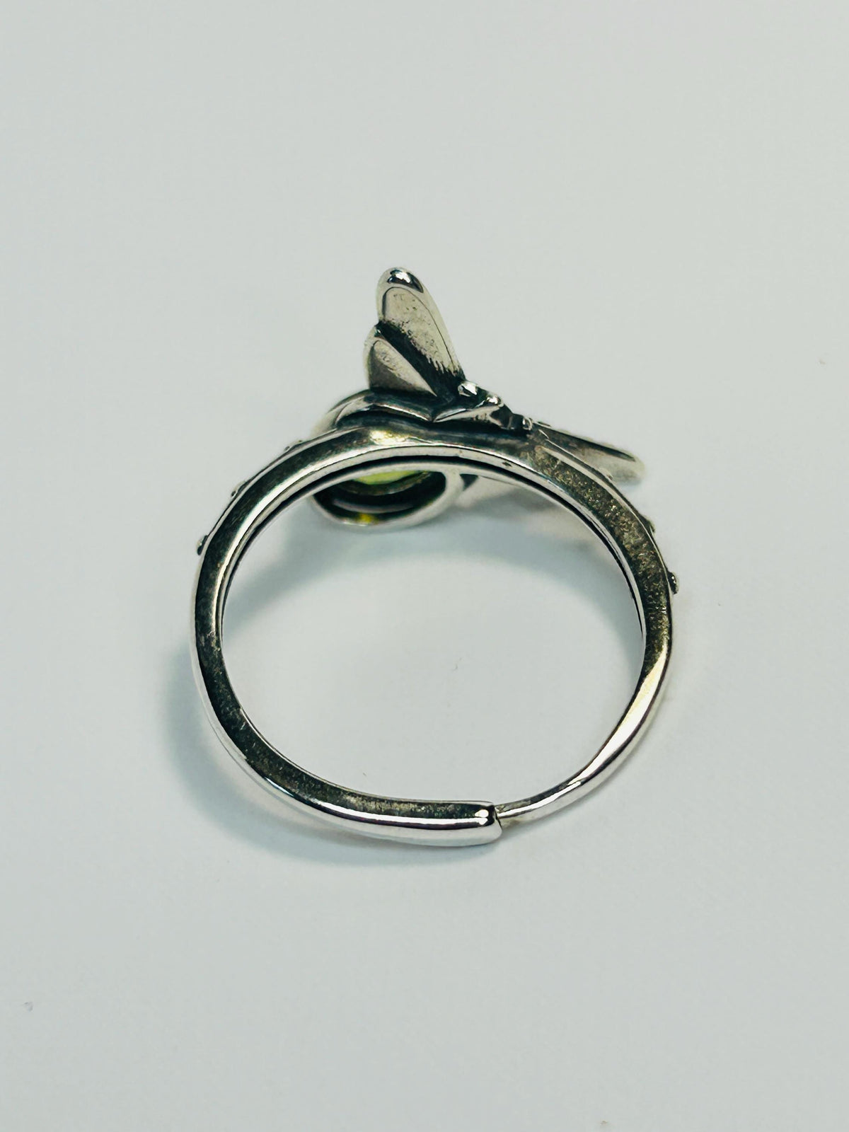 Dragonfly Ring with Peridot in 925 Sterling Silver - Adjustable Nature Jewellery Celtic Dragon Jewellery