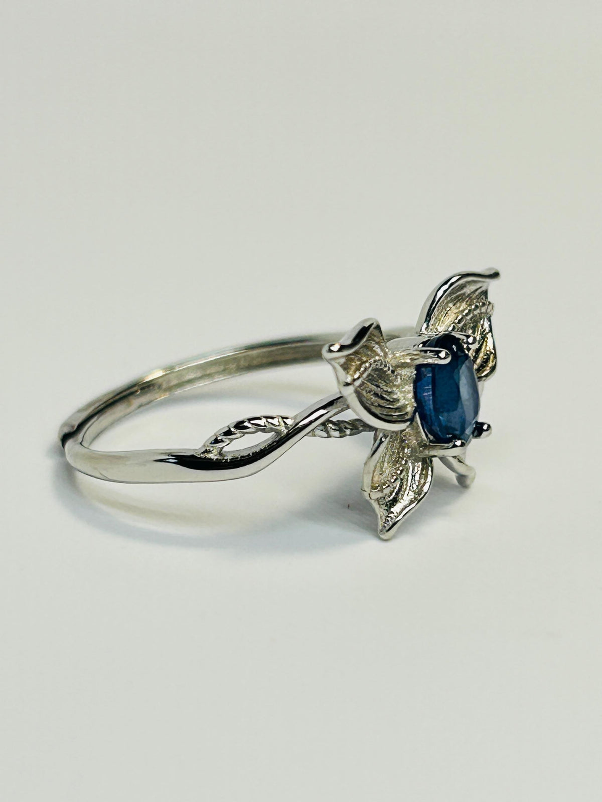 Blue Sapphire Butterfly Ring in 925 Sterling Silver - Adjustable Whimsical Fairycore Jewellery Celtic Dragon Jewellery