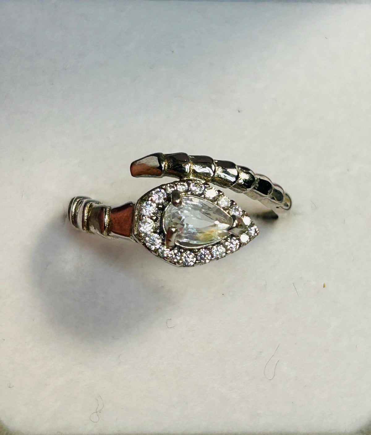 Madagascar Moonstone Snake Ring, 925 Sterling Silver Adjustable Statement Ring Celtic Dragon Jewellery