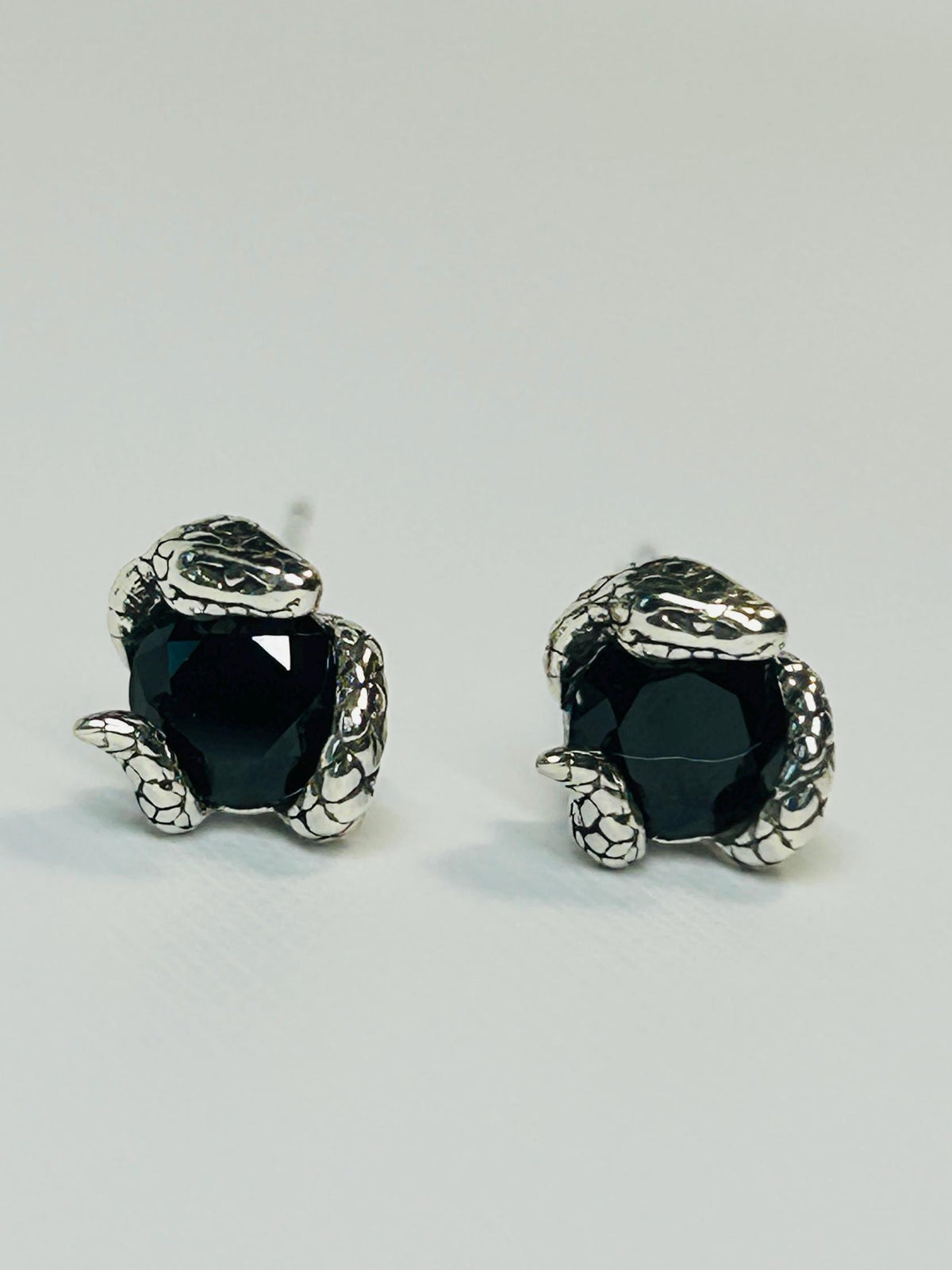 Small Snake Earrings With Spinel Gemstones - 925 Sterling Silver - Gothic Serpent Jewellery Celtic Dragon Jewellery