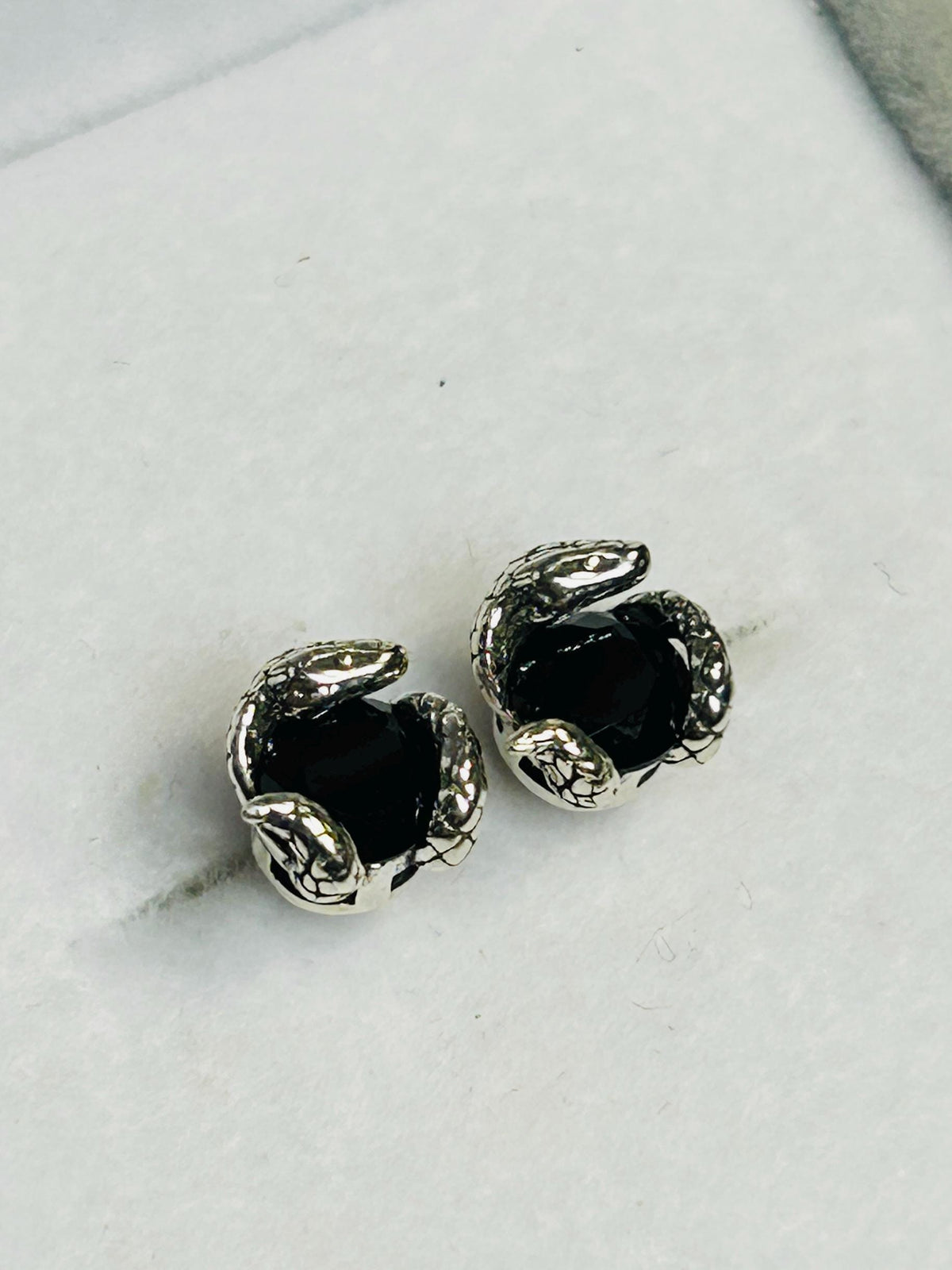 Small Snake Earrings With Spinel Gemstones - 925 Sterling Silver - Gothic Serpent Jewellery Celtic Dragon Jewellery
