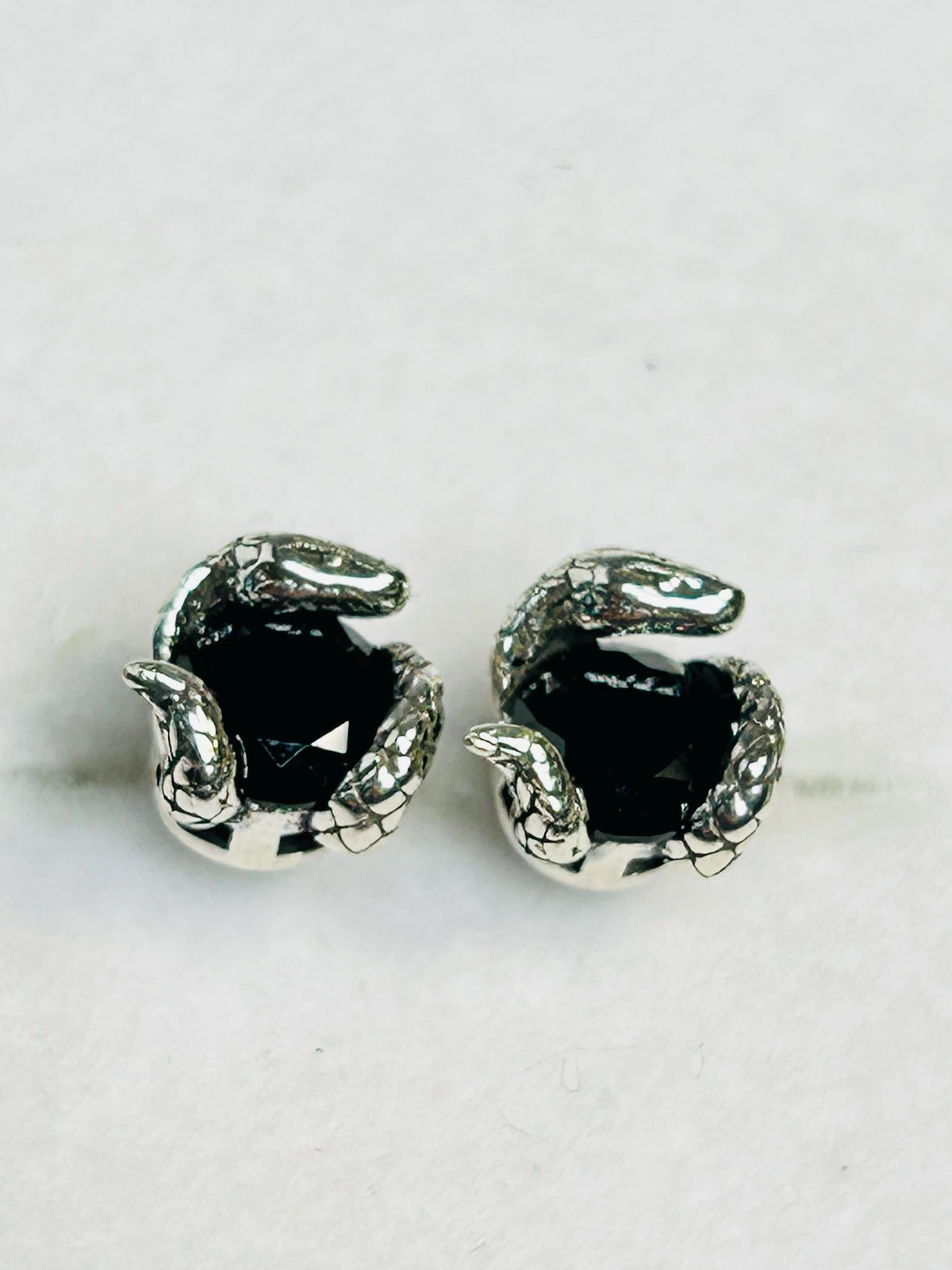 Small Snake Earrings With Spinel Gemstones - 925 Sterling Silver - Gothic Serpent Jewellery Celtic Dragon Jewellery