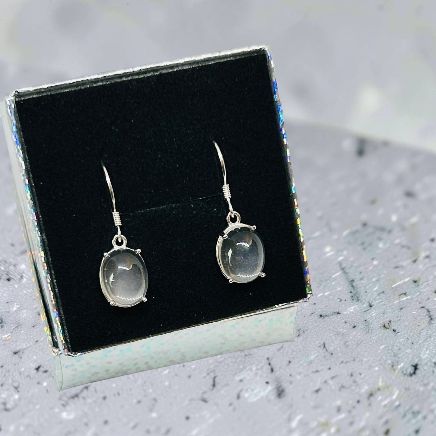Rose Quartz Dropper Earrings • 925 Sterling Silver • Gift Box